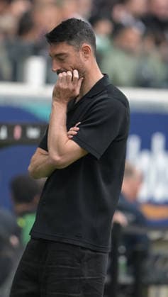 Eintracht Frankfurt coach Albert Riera photographed at the soccer Bundesliga match Eintracht Frankfurt against VFB Stuttgart on 16 5 2026 in Frankfurt DFL DFB REGULATIONS PROHIBIT ANY USE OF PHOTOGRAPHS as IMAGE SEQUENCES and or QUASI VIDEO