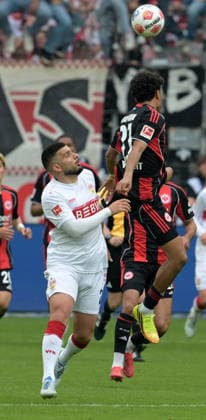 VFB Stuttgarts Deniz Undav li against Nene Brown photographed at the soccer Bundesliga match Eintracht Frankfurt against VFB Stuttgart on 16 5 2026 in Frankfurt DFL DFB REGULATIONS PROHIBIT ANY USE OF PHOTOGRAPHS as IMAGE SEQUENCES and or QUASI VIDEO
