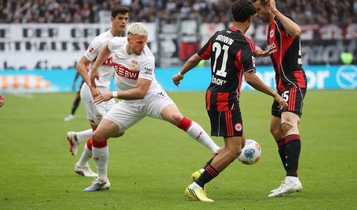 Frankfurt , Bundesliga soccer Eintracht Frankfurt vs VfB Stuttgart , left Ermedin Demirovic VfB