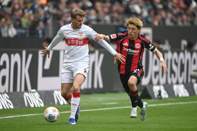 Maximilian MITTELSTAEDT Mittelstädt S vs Ritsu DOAN F Action, duel, Football 1 Bundesliga Season 2025 2026, 34 Matchday, Matchday34, matchday34, Eintracht Frankfurt F VfB Stuttgart S 2 2 am 16 05 2026 Deutsche Bank Park Frankfurt DFL regulations prohibit any use of photographs as image sequences and or quasi video Â