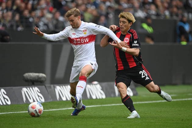 Maximilian MITTELSTAEDT Mittelstädt S vs Ritsu DOAN F Action, duel, Football 1 Bundesliga Season 2025 2026, 34 Matchday, Matchday34, matchday34, Eintracht Frankfurt F VfB Stuttgart S 2 2 am 16 05 2026 Deutsche Bank Park Frankfurt DFL regulations prohibit any use of photographs as image sequences and or quasi video Â