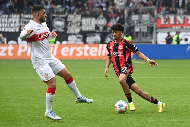 Nathaniel BROWN F vs Deniz UNDAV S Action, duel, Football 1 Bundesliga Season 2025 2026, 34 Matchday, Matchday34, matchday34, Eintracht Frankfurt F VfB Stuttgart S 2 2 am 16 05 2026 Deutsche Bank Park Frankfurt DFL regulations prohibit any use of photographs as image sequences and or quasi video Â
