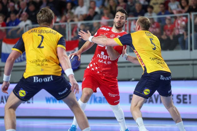 Croatia v Sweden: Internation Friendly Handball Match Zvonimir Srna of Croatia in action during the International Friendly, Länderspiel, Nationalmannschaft handball match between Croatia and Sweden at Arena Varazdin on May 16, 2026.  SanjinxStrukic PIXSELL