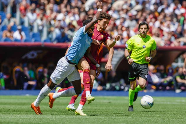 Italy: Serie a football match AS Roma vs SS Lazio lazio™s Senegalese forward Boulaye Dia challenges for the ball with Roma™s French midfielder Neil El Aynaoui during the Serie A football match between AS Roma vs SS Lazio at the Olimpico Stadium in Rome, Italy on March 17, 2026. _BPH2972_1 Copyright: xAntonioxBalascox