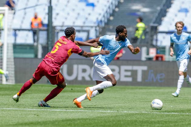 Italy: Serie a football match AS Roma vs SS Lazio Roma™s Ivorian defender Evan Ndicka challenges for the ball with lazio™s Senegalese forward Boulaye Dia during the Serie A football match between AS Roma vs SS Lazio at the Olimpico Stadium in Rome, Italy on March 17, 2026. _BPH3005_1 Copyright: xAntonioxBalascox