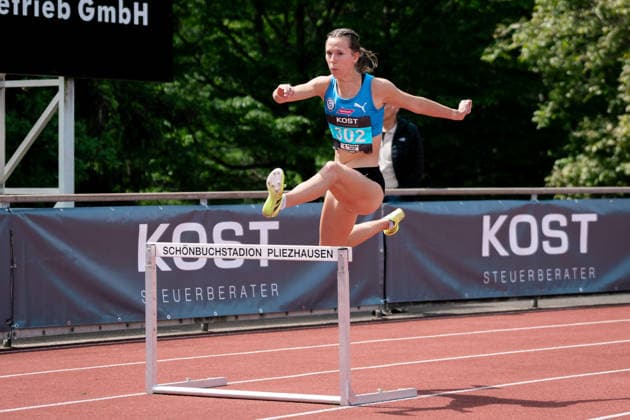 Sabrina Heil VfL Sindelfingen, 300m hurdles women, 302 , GER, Leichtathletik, Athletics, Internationales KOST Laeufermeeting, Pliezhausen, 17 05 2026, GER, Leichtathletik, Athletics, Internationales KOST Laeufermeeting, Pliezhausen, 17 05 2026 Pliezhausen Copyright: xStefanxMayerx EP_SMR