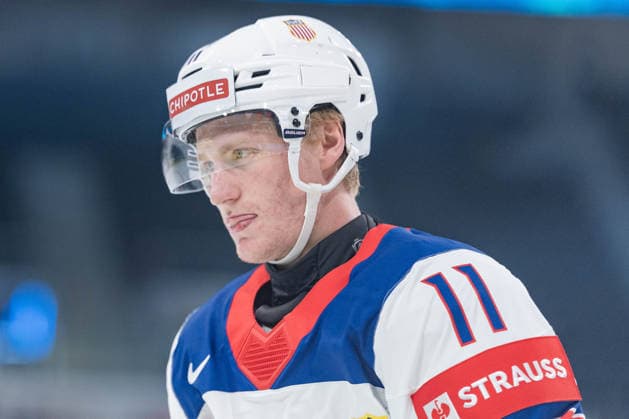 17 05 2026, Zurich, Swiss Life Arena, Ice Hockey World Championships Great Britain USA, 11 Oliver Moore United States Zurich Swiss Life Arena Zurich Switzerland Copyright: xJustPictures.ch StefanxEmchx jp-de-StEm-DSC0005520260517