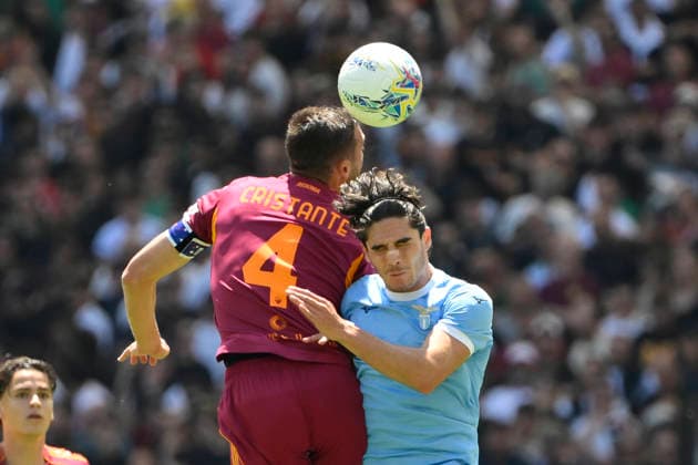 Roma™s Bryan Cristante and Lazio™s Matteo Cancellieri during the Serie A Enilive soccer match between AS Roma and SS Lazio at the Rome s Olympic stadium, Italy - Sunday, May 17, 2026. - Soccer.  Copyright: xFabrizioxCorradetti LaPressex