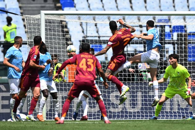 As Roma 17 05 2026 - campionato di calcio serie A Roma-Lazio foto Antonello Sammarco Image nella foto: gol Gianluca Mancini 