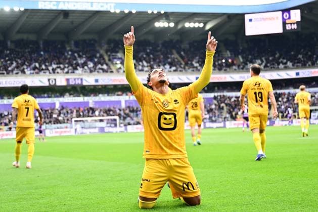 RSC Anderlecht v KV Mechelen - Jupiler Pro League Champions Play-Off ANDERLECHT, BELGIUM - MAY 17 : Van Brederode Myron forward of KV Mechelen celebrates scoring a goal during the Jupiler Pro League Champions Play-Off match between RSC Anderlecht and KV Mechelen on May 17, 2026 in Anderlecht, Belgium, 17 05 2026 Anderlecht Belgium  Copyright: xPeterxDexVoechtx