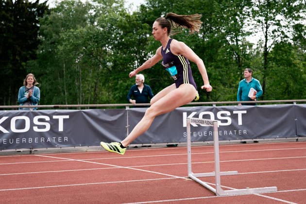 Eileen Demes TV 1861 Neu Isenburg, 300m hurdles women, 4 , GER, Leichtathletik, Athletics, Internationales KOST Laeufermeeting, Pliezhausen, 17 05 2026, GER, Leichtathletik, Athletics, Internationales KOST Laeufermeeting, Pliezhausen, 17 05 2026 Pliezhausen Copyright: xStefanxMayerx EP_SMR