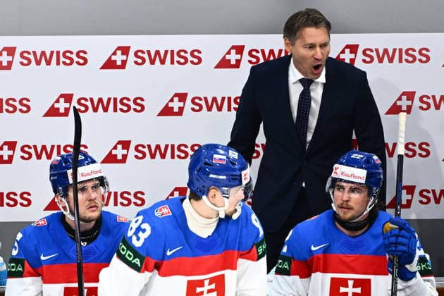 Head coach Vladimir Orszagh (SVK) reacts during the 2026 IIHF World Championship, WM, Weltmeisterschaft Group B, match Italy vs Slovakia, on May 17, 2026, Fribourg, Switzerland. (CTKxPhoto RadekxPetrasek) CTKPhotoP2026051703522  CTKPhotoP2026051703522