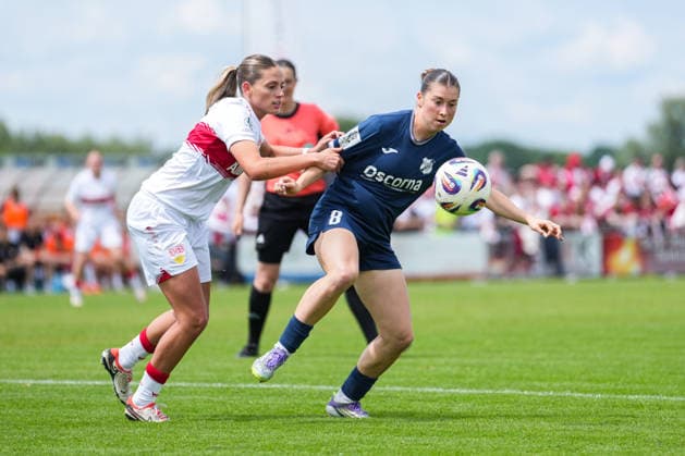 2 Womens Bundesliga SC Sand vs VfB Stuttgart, 17 05 2026 duel between Dafina Redzepi VfB Stuttgart, 7 and Kim Schneider SC Sand, 8 2 Womens Bundesliga SC Sand vs VfB Stuttgart, Adams Arena SC Sand, 17 05 2026 DFB DFL REGULATIONS PROHIBIT ANY USE OF PHOTOGRAPHS AS IMAGE SEQUENCES AND OR QUASI VIDEO Copyright: xBEAUTIFULxSPORTS Boscox