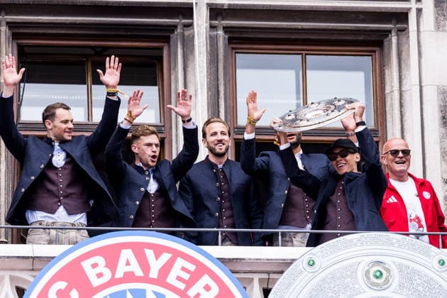 Football, FC Bayern Munich, championship celebration on Marienplatz