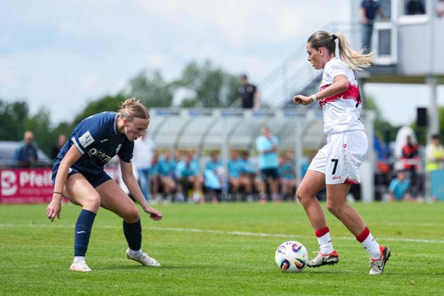 2 Womens Bundesliga SC Sand vs VfB Stuttgart, 17 05 2026 Duel between Milena Fischer SC Sand, 6 and Dafina Redzepi VfB Stuttgart, 7 2 Womens Bundesliga SC Sand vs VfB Stuttgart, Adams Arena SC Sand, 17 05 2026 DFB DFL REGULATIONS PROHIBIT ANY USE OF PHOTOGRAPHS AS IMAGE SEQUENCES AND OR QUASI VIDEO Copyright: xBEAUTIFULxSPORTS Boscox