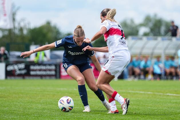 2 Womens Bundesliga SC Sand vs VfB Stuttgart, 17 05 2026 Duel between Milena Fischer SC Sand, 6 and Dafina Redzepi VfB Stuttgart, 7 2 Womens Bundesliga SC Sand vs VfB Stuttgart, Adams Arena SC Sand, 17 05 2026 DFB DFL REGULATIONS PROHIBIT ANY USE OF PHOTOGRAPHS AS IMAGE SEQUENCES AND OR QUASI VIDEO Copyright: xBEAUTIFULxSPORTS Boscox