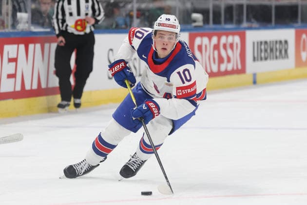17 05 2026 Swiss Life Arena Zurich , SWITZERLAND, Ice Hockey Men IIHF World Championship Zurich 2026 Group A USA GBR James Hagens USA