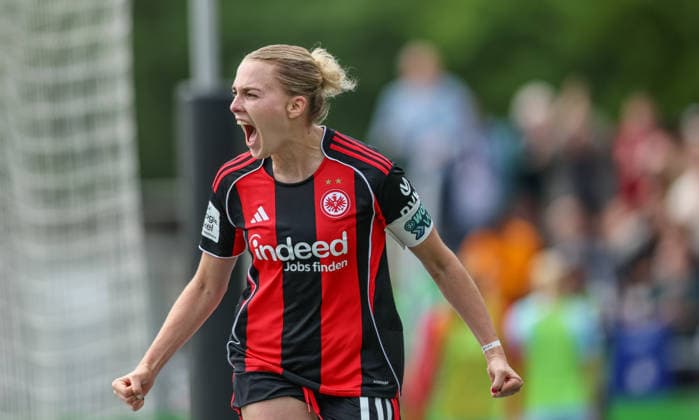 GER, Frankfurt, Eintracht Frankfurt vs Union Berlin, Google Pixel Bundesliga, Football, DFB, Season 2025 2026, Stadion am Brentanobad, 26 Matchday in picture Laura Freigang Eintracht Frankfurt Women 10 , Goal, Cheering and joy, Emotions, 2 2 DFB DFL REGULATIONS PROHIBIT ANY USE OF PHOTOGRAPHS AS IMAGE SEQUENCES AND OR QUASI VIDEO, 17 05 2026 Copyright: HMBxMedia HendrikxHamelau
