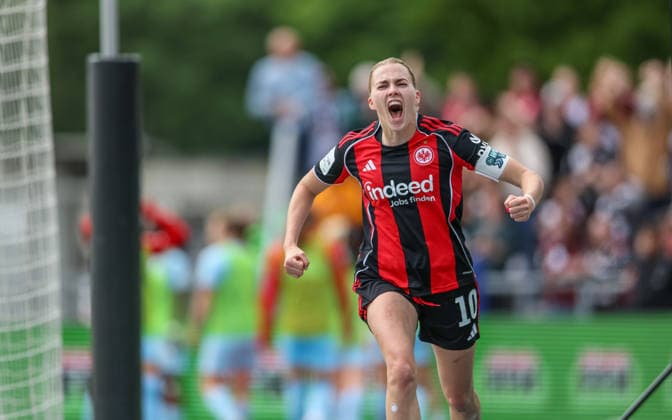 GER, Frankfurt, Eintracht Frankfurt vs Union Berlin, Google Pixel Bundesliga, Football, DFB, Season 2025 2026, Stadion am Brentanobad, 26 Matchday in picture Laura Freigang Eintracht Frankfurt Women 10 , Goal, Cheering and joy, Emotions, 2 2 DFB DFL REGULATIONS PROHIBIT ANY USE OF PHOTOGRAPHS AS IMAGE SEQUENCES AND OR QUASI VIDEO, 17 05 2026 Copyright: HMBxMedia HendrikxHamelau