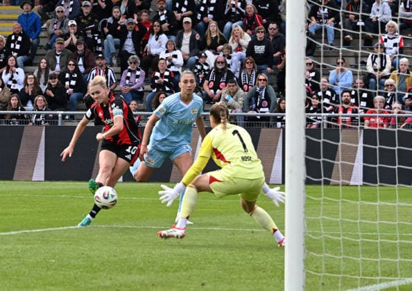 17 05 2026, xsltx, Soccer Google Pixel Women Bundesliga, Eintracht Frankfurt 1 FC Union Berlin v l Laura Freigang Eintracht Frankfurt scores 2 2 DFL DFB REGULATIONS PROHIBIT ANY USE OF PHOTOGRAPHS as IMAGE SEQUENCES and or QUASI VIDEO