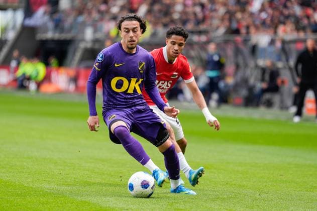 ALKMAAR , 17-05-2026 , AFAS stadium , season 2025 2026 , Dutch Eredivisie football , match between AZ and NAC Breda , Picture shows NAC Breda player Brahim Ghalidi and AZ player Ro-Zangelo Daal AZ - NAC  x203758171x Copyright: