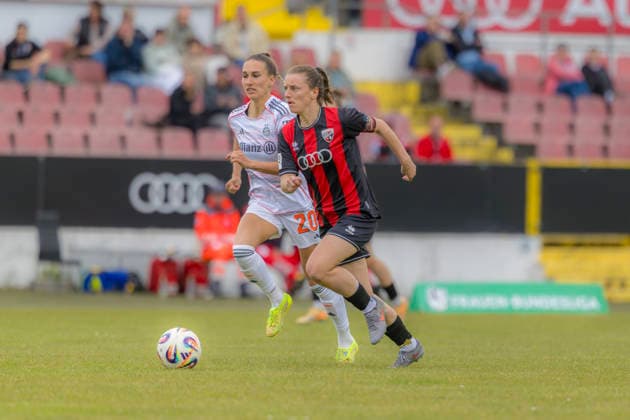 Ingolstadt, Germany 17 May 2026 2 Womens Bundesliga 2025 2026 Sp 26 FC Ingolstadt 04 vs FC Bayern Munich II In the picture from left in the duel Jana Kappes FCB II and Stefanie Reischmann FCI Audi Sportpark Bayern Copyright: xFotostandx xSchäferx