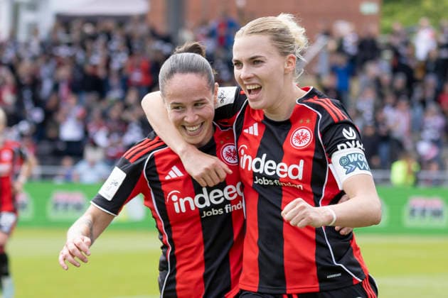 Google Pixel Womens Bundesliga Eintracht Frankfurt 1 FC Union Berlin, 17 05 2026 Laura Freigang Eintracht Frankfurt 10 celebrates her goal to equalize 2 2 with Geraldine Reuteler Eintracht Frankfurt 14 , Eintracht Frankfurt 1 FC Union Berlin, Frankfurt, Stadion am Brentanobad, 17 5 2026 Copyright: xBEAUTIFULxSPORTS Gawlikx