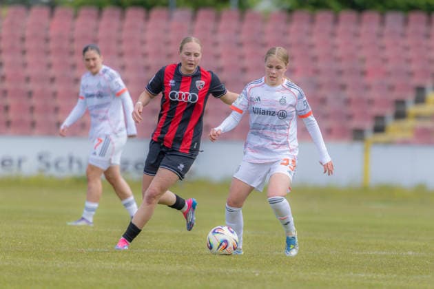 Ingolstadt, Germany 17 May 2026 2 Womens Bundesliga 2025 2026 Sp 26 FC Ingolstadt 04 vs FC Bayern Munich II In the picture from left in the duel Nina Penzkofer FCI and Greta Hünten Huenten FCB II Audi Sportpark Bayern Copyright: xFotostandx xSchäferx