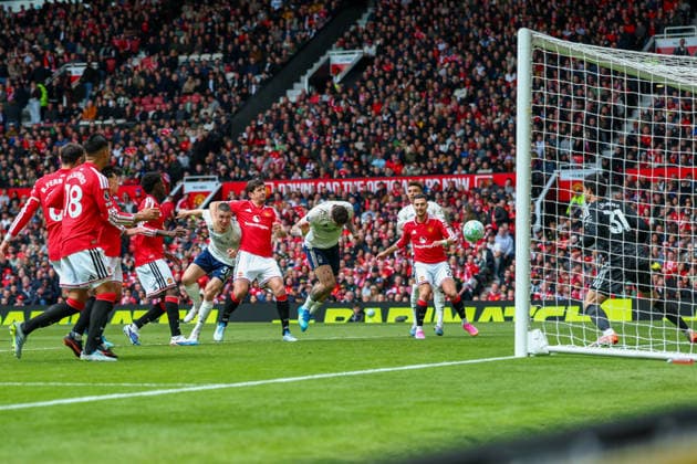 17th May 2026; Old Trafford, Manchester, England; Premier League Football, Manchester United, ManU versus Nottingham Forest; Morato of Nottingham Forest scores in the 53rd minute for 1-1 RogerxEvans