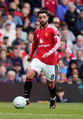 Manchester, England, 17th May 2026. Bruno Fernandes of Manchester United, ManU during the Manchester United vs Nottingham Forest Premier League match at Old Trafford, Manchester. Picture credit should read: Andrew Yates Sportimage EDITORIAL USE ONLY. No use with unauthorised audio, video, data, fixture lists, club league logos or live services. Online in-match use limited to 120 images, no video emulation. No use in betting, games or single club league player publications. SPI_091_AY_Man_Utd_Forest SPI-4806-0113