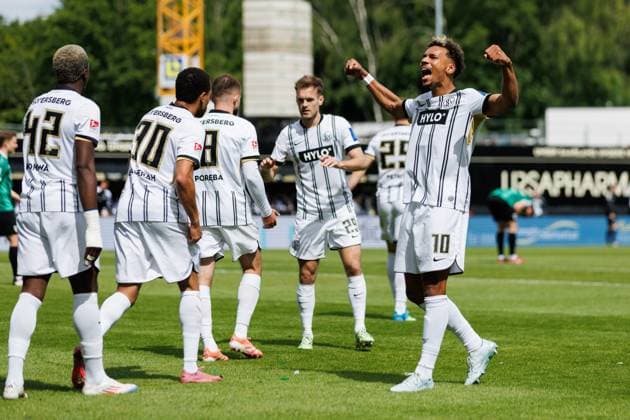 Bambase Conte SV 07 Elversberg , celebrates the goal for 1 0, SV Elversberg vs SC Preussen Muenster, Football, 2 Bundesliga, Matchday 34, Season 2025 2026, 17 05 2026 DFB regulations prohibit any use of photographs as image sequences and or quasi video SV Elversberg vs SC Preussen Muenster, Football, 2 Bundesliga, Matchday 34, Season 2025 2026, 17 05 2026 Copyright: xEibner-Pressefoto AlexanderxNeisx EP_ANS
