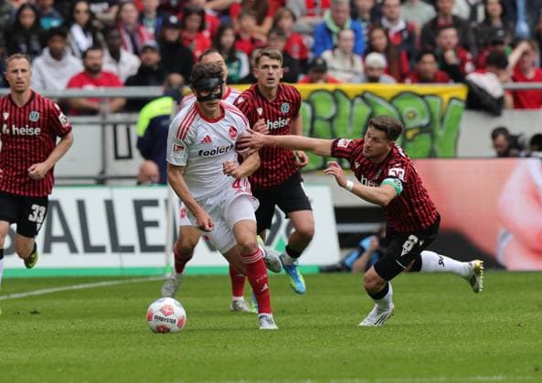 17 05 2026 Soccer Season 2024 2025 2 Soccer Bundesliga 34 Matchday Hannover 96 H96 1 FC Nürnberg FCN Club Sportfoto Zink DaMa xdaxmax DFL regulations prohibit any use of photographs as image sequences and or quasi video only for editorial use Fabio Gruber 4, 1 FC Nürnberg FCN Enzo Leopold 8, Hannover 96 H96