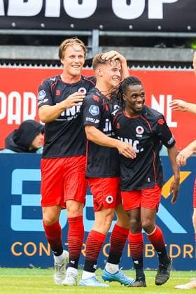 ROTTERDAM , 17-05-2026. Stadion Het Kasteel , season 2025 2026 , Dutch , eredivisie , match between Sparta and Excelsior, picture shows, Casper Widell, Roman Zobnin and Arthur ZagrÃ , Noah Naujoks scores 1-3 Sparta - Excelsior  x203759681x Copyright: