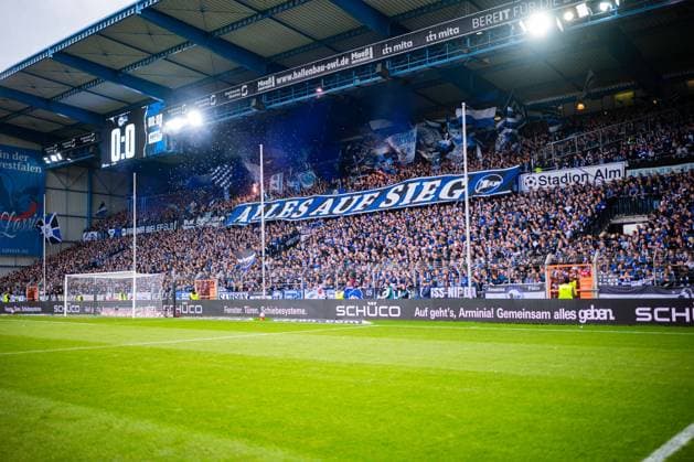 17 05 2026 Soccer, 2025 2026, 2 Bundesliga, 34 Matchday, DSC Arminia Bielefeld Hertha BSC Berlin Fans Bielefeld DFL REGULATIONS PROHIBIT ANY USE OF PHOTOGRAPHS AS IMAGE SEQUENCES AND OR QUASI VIDEO