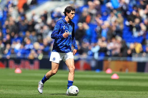 17th May 2026; Hill Dickinson Stadium, Liverpool, England; Premier League Football, Everton versus Sunderland; Merlin Rohl of Everton during the pre match warm up DavidxBlunsden