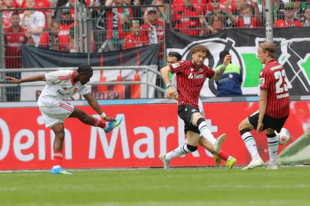17 05 2026, xtgx, Fußball 2 Bundesliga, Hannover 96 1 FC Nürnberg v l Mohamed Ali Zoma 1 FC Nuernberg Torschuetze, erzielt das Tor, Treffer, scores the goal 0 1 DFL DFB REGULATIONS PROHIBIT ANY USE OF PHOTOGRAPHS as IMAGE SEQUENCES and or QUASI VIDEO Hannover
