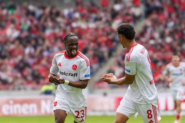 Germany Soccer 2 Bundesliga 2025 2026, Matchday 34 Hannover 96 vs 1 FC Nuremberg Heinz von Heiden Arena Stadion Hannover Goal and goal celebration for Mohamed Alë Zoma Mohamed Ali Zoma 1 FC Nuremberg, 23 Henri Koudossou 1 FC Nuremberg, 8 Hannover Copyright: xAymanxAlahmedx