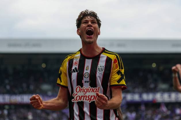 17.05.2026 - SOCCER - 2025-2026 ADMIRAL BUNDESLIGA, Austria Wien vs LASK Joao Tornich (LASK) celebrates his team s third goal VIENNA VIENNA, AUSTRIA – Generali Arena FK Austria Wien Generali Arena AUSTRIA