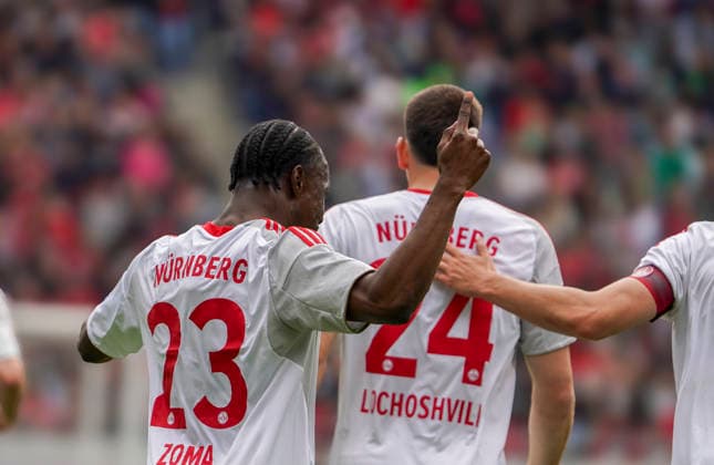 Germany Soccer 2 Bundesliga 2025 2026, Matchday 34 Hannover 96 vs 1 FC Nuremberg Heinz von Heiden Arena Stadion Hannover Goal and goal celebration for Mohamed Alë Zoma Mohamed Ali Zoma 1 FC Nuremberg, 23 Hannover Copyright: xAymanxAlahmedx