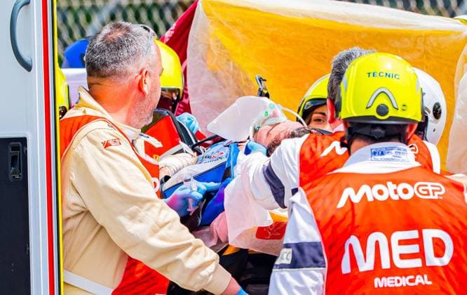 Alex Marquez (73 ESP Gresini Racing) suffers a serious accident during the race at the MotoGP Catalonia Grand Prix 2026 in Montmelo Spain on 16 May 2026 Cordon Press 