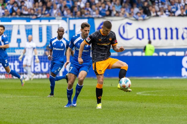 Germany 2 Bundesliga, Matchday 34, Season 2025 2026, 1 FC Magdeburg vs 1 FC Kaiserslautern Avnet Arena Magdeburg Hanslik Daniel 1 FC Kaiserslautern, 19 in duel against Nollenberger Alexander 1 FC Magdeburg, 17 Copyright: xMichellexLukax