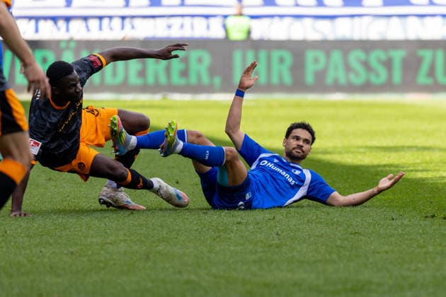 Germany 2 Bundesliga, Matchday 34, Season 2025 2026, 1 FC Magdeburg vs 1 FC Kaiserslautern Avnet Arena Magdeburg Bockhorn Herbert 1 FC Magdeburg, 7 , Gyamfi Maxwell 1 FC Kaiserslautern, 4 Copyright: xMichellexLukax