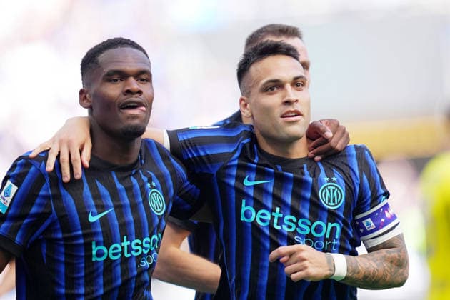 Inter Milan s Ange-Yoan Bonny celebrates after scoring 1-0 , zim1oz during the Serie A soccer match between Inter and Hellas Verona at the San Siro Stadium in Milan , north Italy - Sunday , May 17 , 2026. - Soccer .  Copyright: xSpada LaPressex