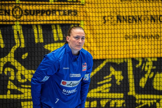 HSG Blomberg Lippe GER vs Borussia Dortmund GER Handball, 1 Handball Bundesliga Women, Final, Match 1, 17 5 2026, Season 2025 2026, Dortmund Diana Magnusdottir HSG Blomberg Lippe, 07 beim Aufwaermen Dortmund Sporthalle Wellinghofen Germany