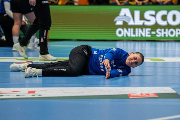HSG Blomberg Lippe GER vs Borussia Dortmund GER Handball, 1 Handball Bundesliga Women, Final, Match 1, 17 5 2026, Season 2025 2026, Dortmund Ona Vegue HSG Blomberg Lippe, 14 at Aufwaermen Dortmund Sporthalle Wellinghofen Germany