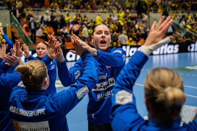 HSG Blomberg Lippe GER vs Borussia Dortmund GER Handball, 1 Handball Bundesliga Women, Final, Match 1, 17 5 2026, Season 2025 2026, Dortmund Andrea Jacobsen HSG Blomberg Lippe, 04 beim Aufwaermen Dortmund Sporthalle Wellinghofen Germany