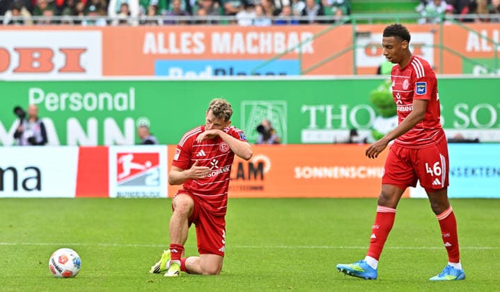 17 05 2026 Soccer season 2025 2026 2 Soccer Bundesliga 34 Matchday SpVgg Greuther Fürth Kleeblatt Fortuna Düsseldorf Sportfoto Zink MeZi xmexzix DFL regulations prohibit any use of photographs as image sequences and or quasi video only for editorial use Christopher Lenz 3, Fortuna Düsseldorf F95 Klaus Sima Suso 46, Fortuna Düsseldorf F95, right disappointed disappointment