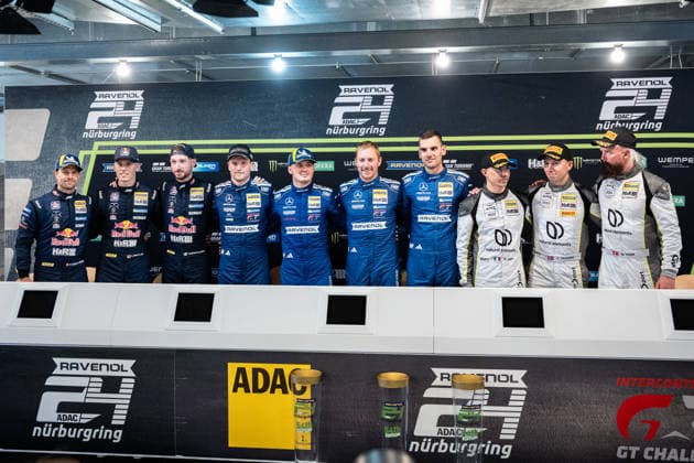 Mercedes AMG Team Verstappen Racing 3 SS 9 Drive on the race track at the ADAC RAVENOL 24h Nürburgring 2026, further back natural elements by Walkenhorst Motorsport 34 SS 9 Rhineland-Palatinate Germany