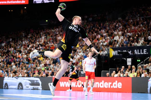 Koeln Handball Laenderspiel Germany Denmark Justus Fischer Germany Koeln Lanxess Arena Germany