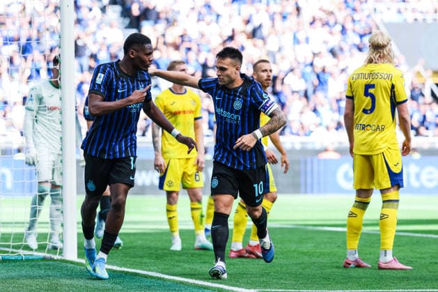 FC Internazionale vs Hellas Verona FC Serie A 2025 26 17 05 2026 Ange Yoan Bonny of FC Internazionale celebrates after scoring a goal with Lautaro Martinez of FC Internazionale during Serie A 2025 26 football match between FC Internazionale and Hellas Verona FC at San Siro Stadium in Milan, Italy Copyright: xBEAUTIFULxSPORTS Carabellix